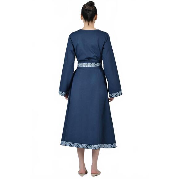 NEW FANM MON dallas midi dress in indigo - Picture 2 of 3